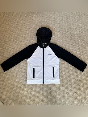 Ralph Lauren L-RL Active Colorblock Zip Hoodie Jacket Black White M